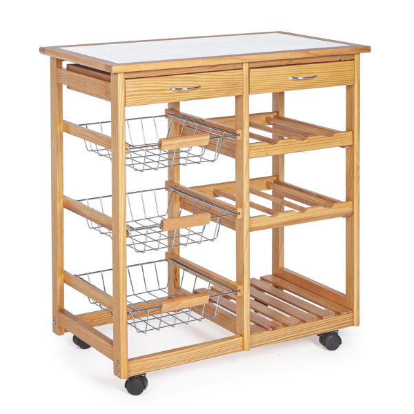 Belfry Kitchen Neva Kitchen Trolley with Tile Top Wayfair.co.uk